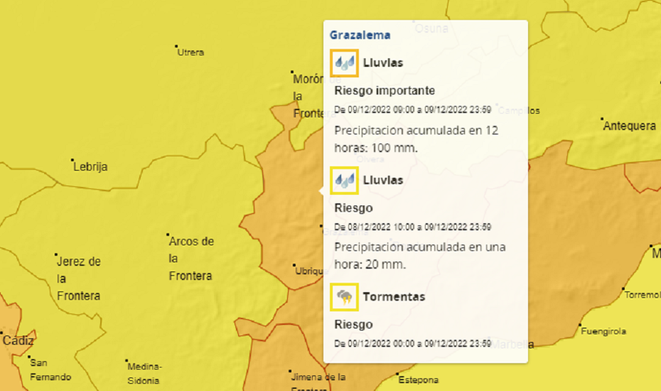 Captura de la web de la Agencia Estatal de Meteorología.